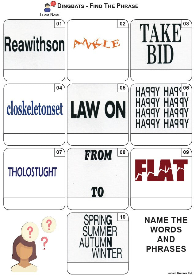 Dingbats Mini Picture Quiz - Z3826