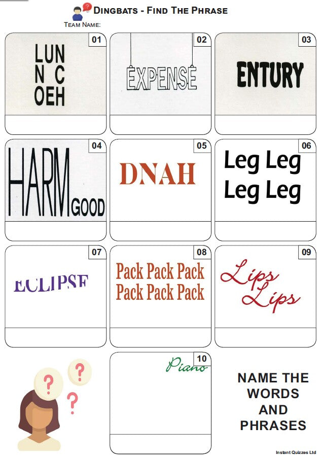 Dingbats Mini Picture Quiz - Z3827