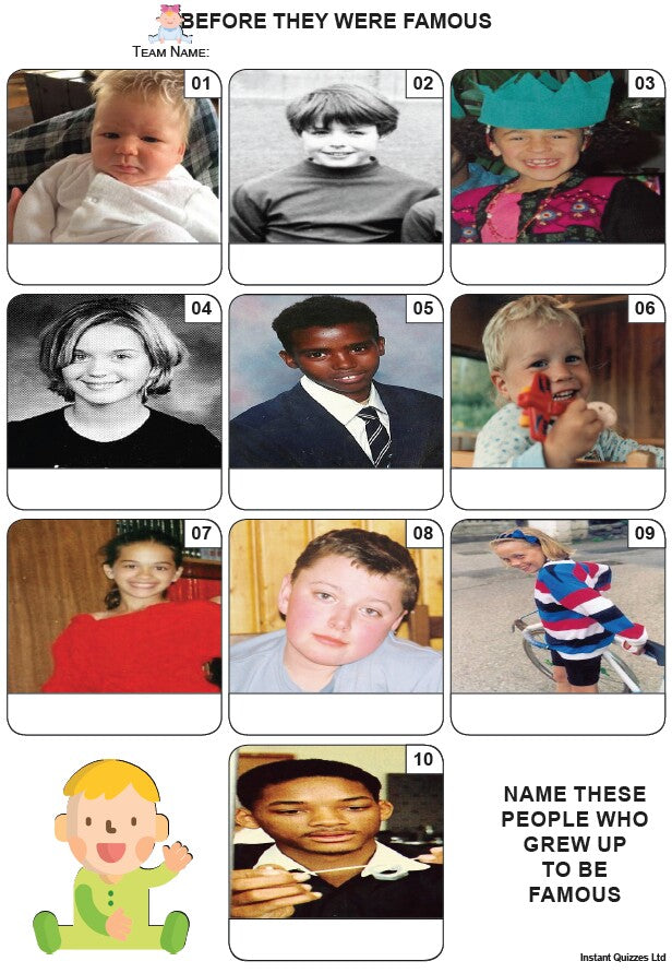 Before They Were Famous - Mini Picture Quiz Z3838