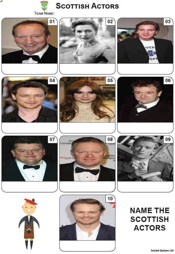 Scottish Actors Mini Picture Quiz - Z3853