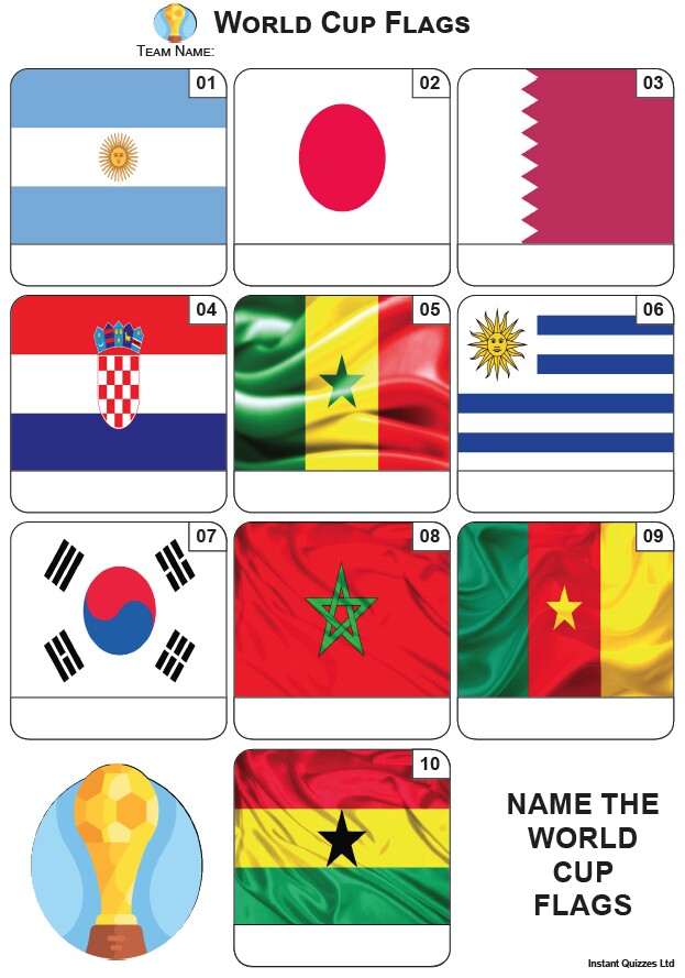 World Cup Flags 2022 Mini Picture Quiz - Z3858
