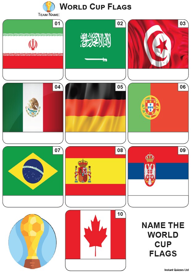 World Cup Flags 2022 Mini Picture Quiz - Z3859