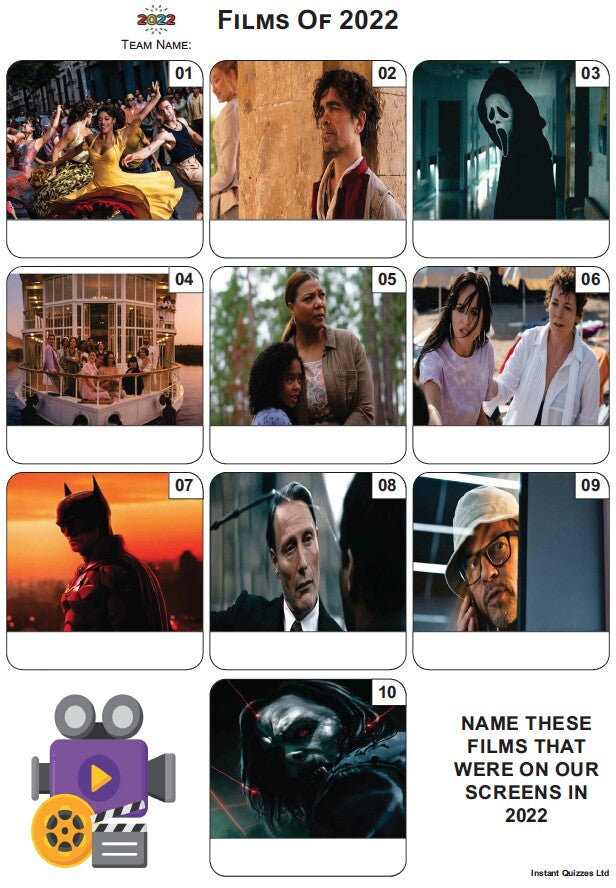 Films of 2022 - Mini Picture Quiz Z3874