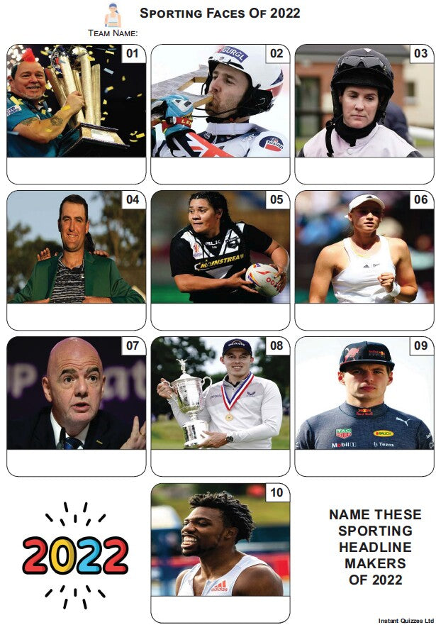 Sporting Faces 2022 - Mini Picture Quiz Z3884