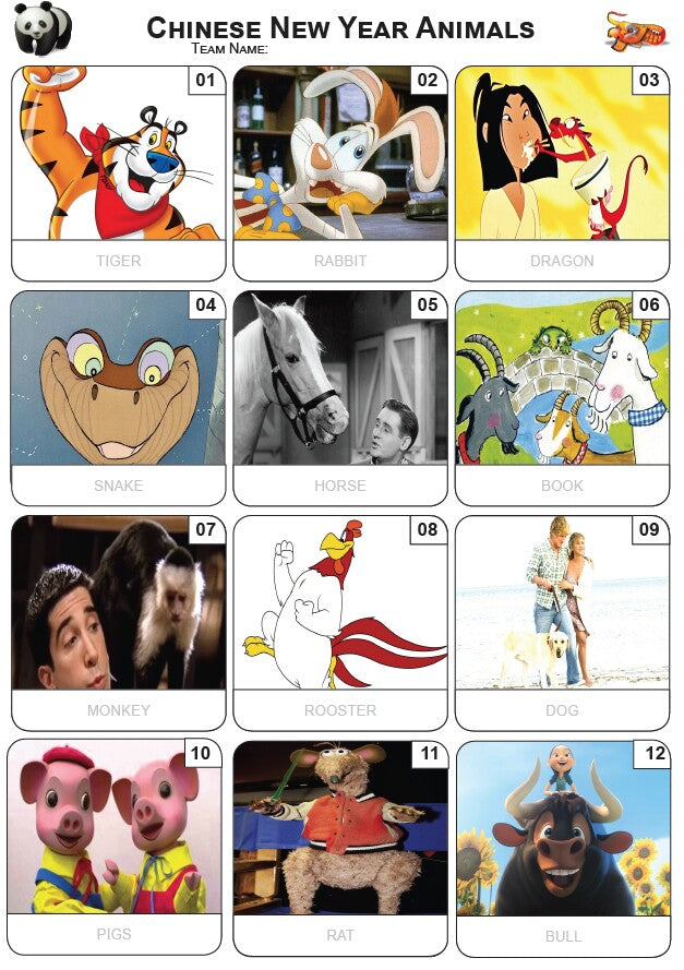 Chinese New Year Animals - Mini Picture Quiz Z3893