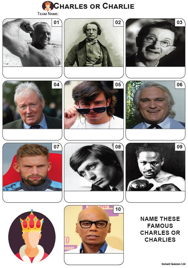 Charles or Charlie Mini Picture Quiz - Z3895
