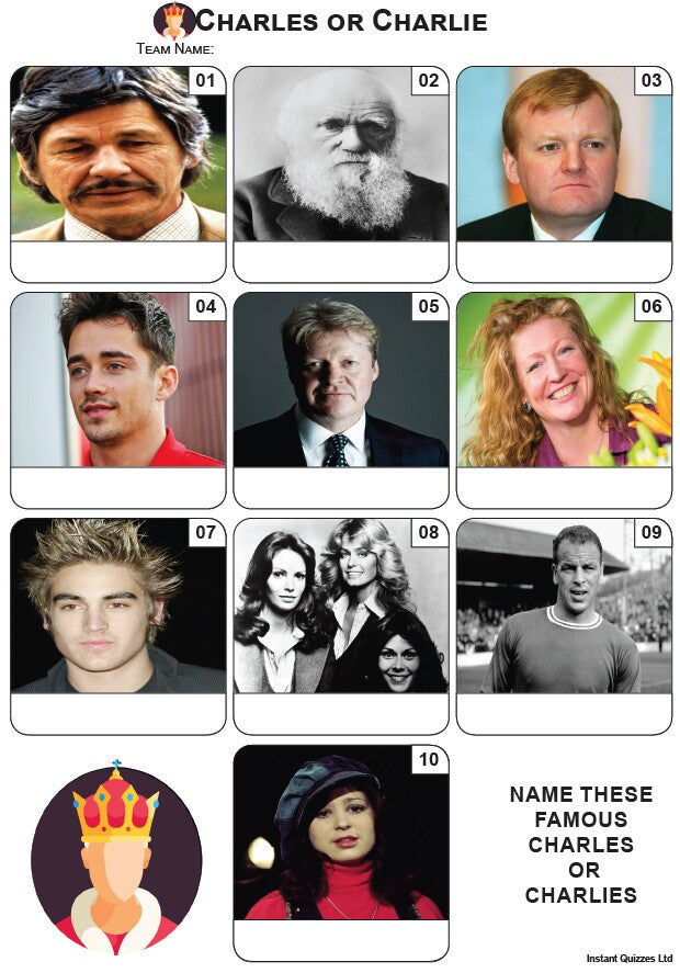 Charles or Charlie Mini Picture Quiz - Z3897