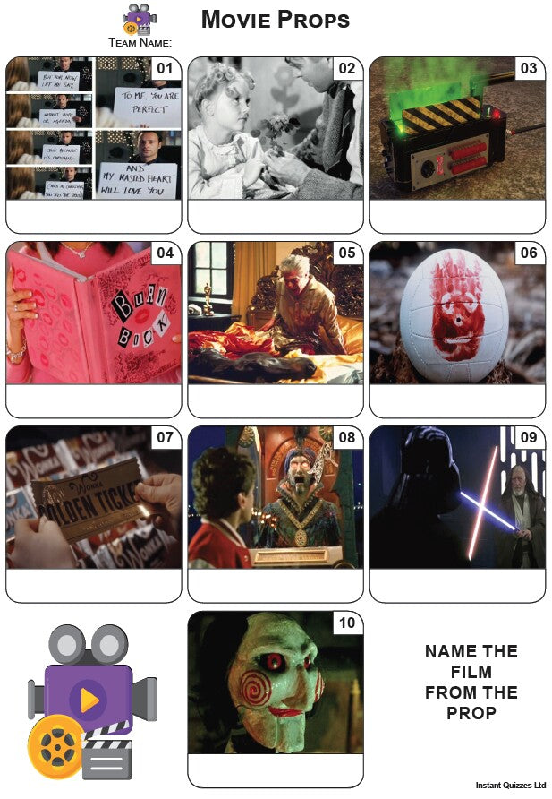 Movie Props Mini Picture Quiz - Z3901