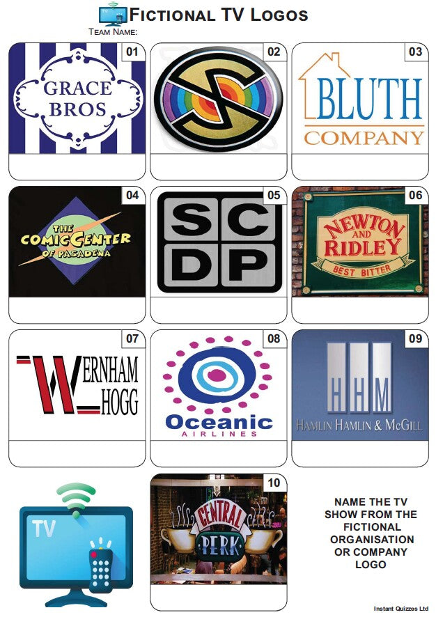 Fictional TV Logos Mini Picture Quiz - Z3902