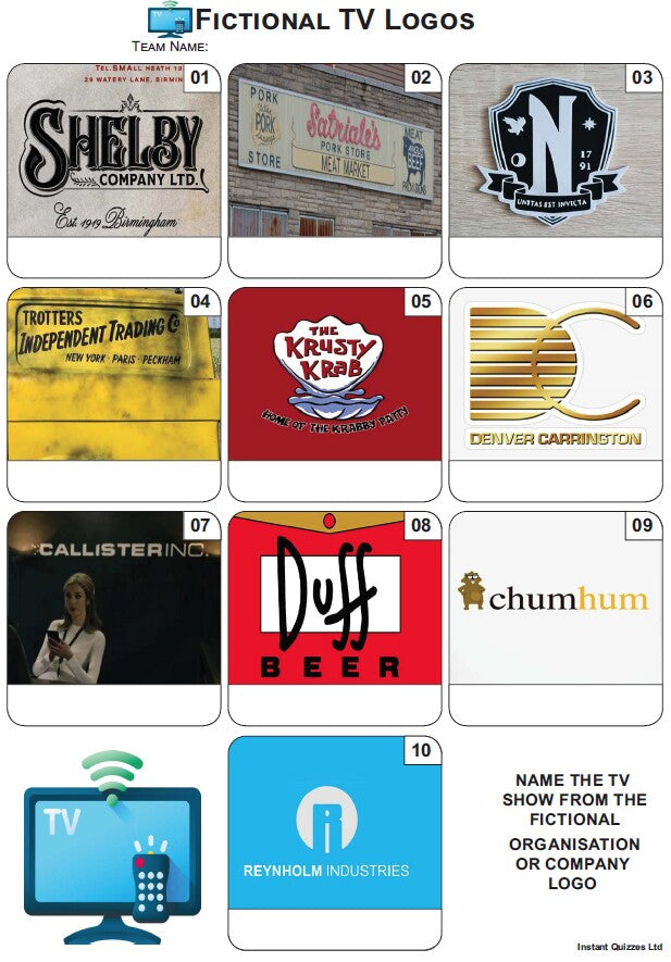 Fictional TV Logos Mini Picture Quiz - Z3903