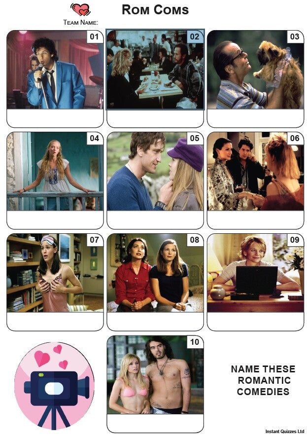 Rom Coms Mini Picture Quiz - Z3905