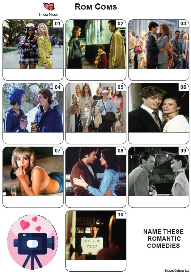 Rom Coms Mini Picture Quiz - Z3907
