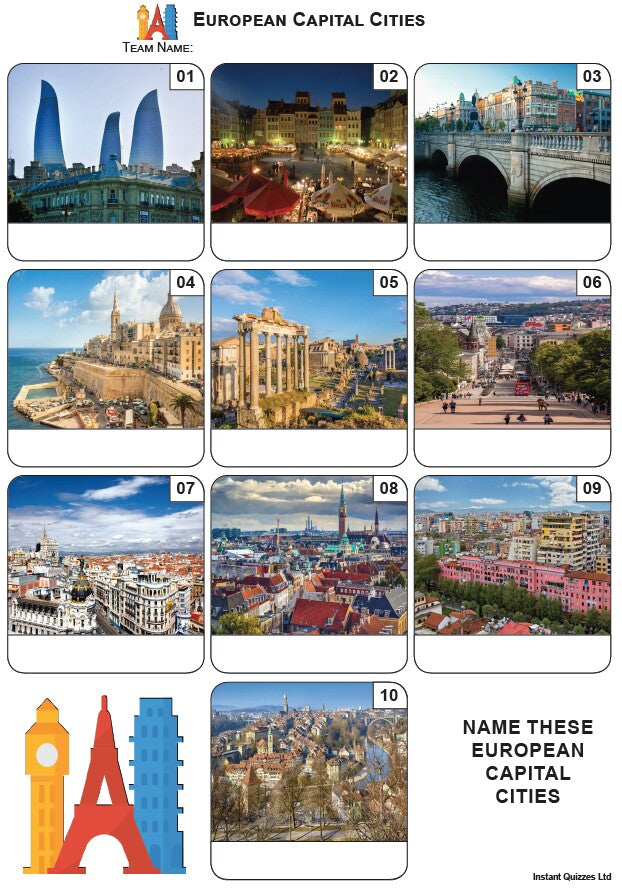 European Capital Cities Mini Picture Quiz - Z3909