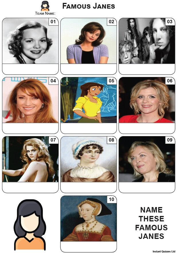 Famous Janes Mini Picture Quiz - Z3910