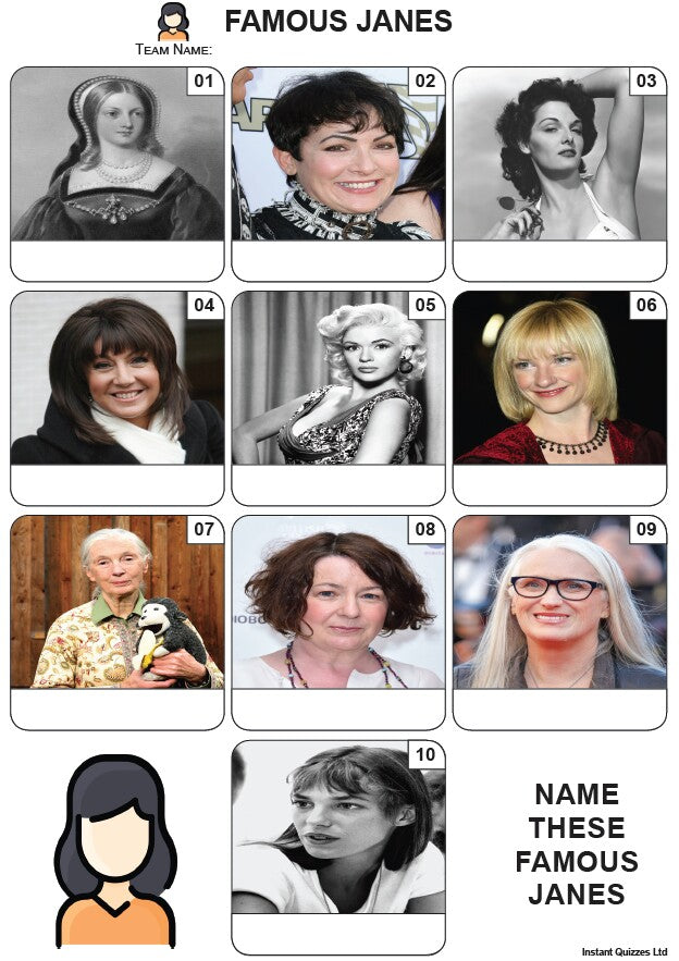 Famous Janes Mini Picture Quiz - Z3911