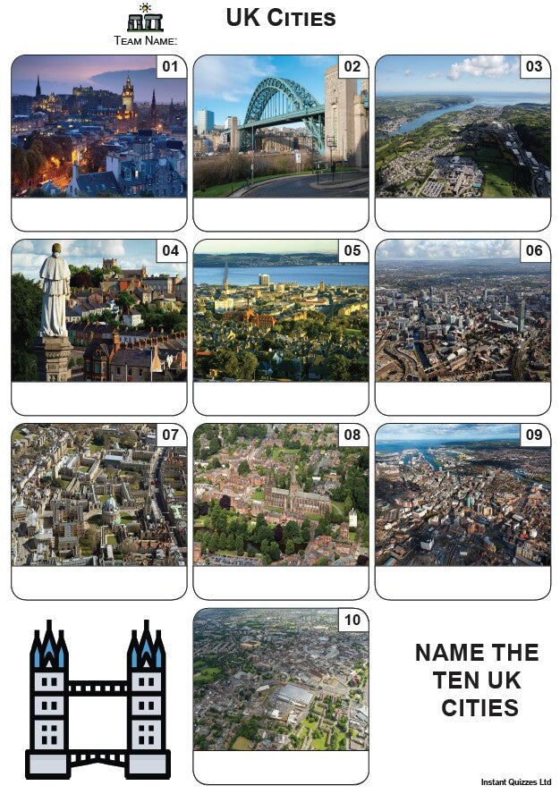UK Cities Mini Picture Quiz - Z3912