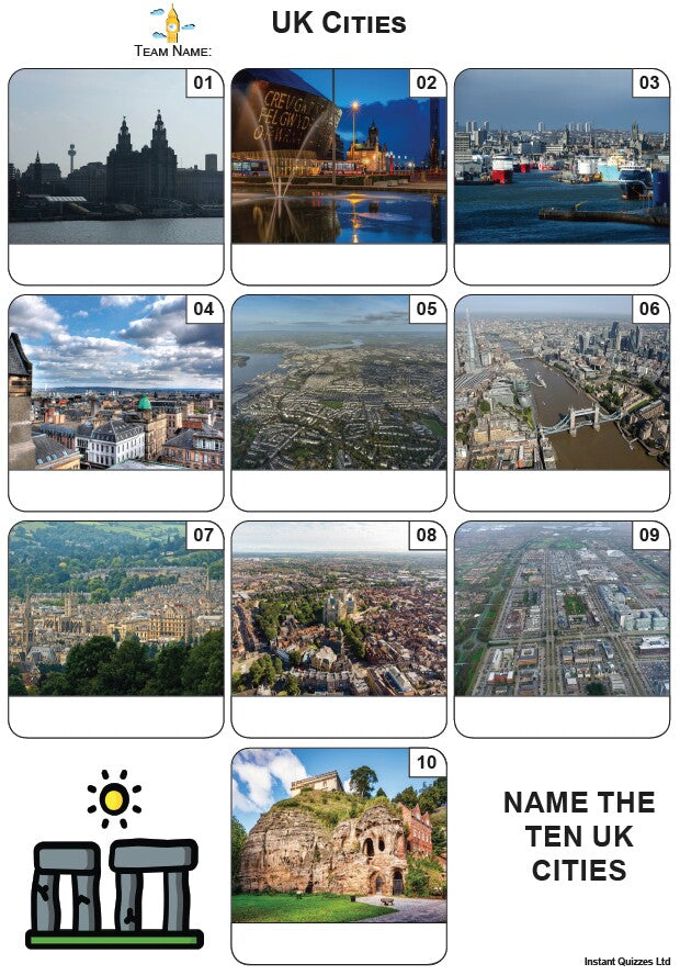 UK Cities Mini Picture Quiz - Z3913