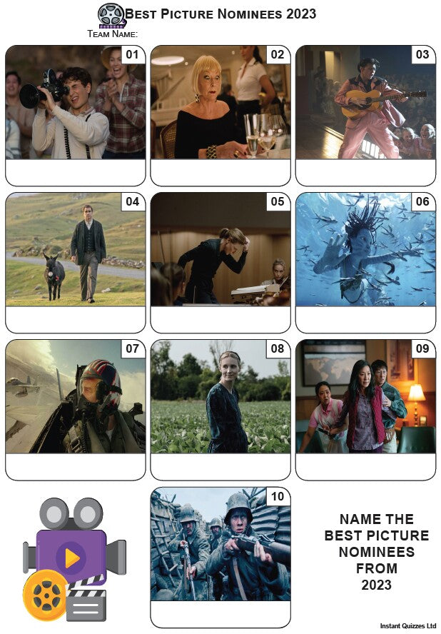 Best Picture Nominees 2023 Mini Picture Quiz - Z3918