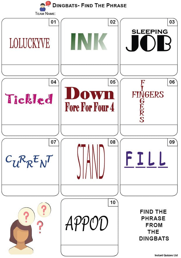 Dingbats Mini Picture Quiz - Z3921