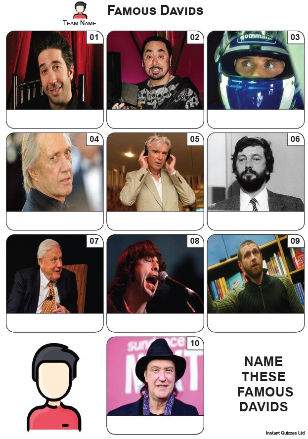 Famous Davids Mini Picture Quiz - Z3923