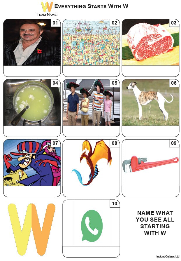 Everything Starts With 'W' - Mini Picture Quiz Z3938