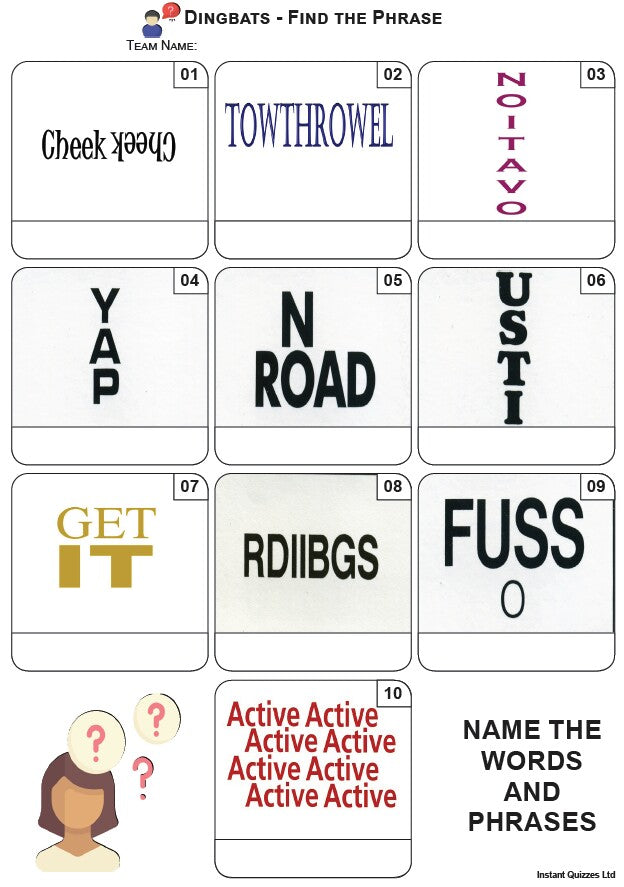 Dingbats Mini Picture Quiz - Z3939