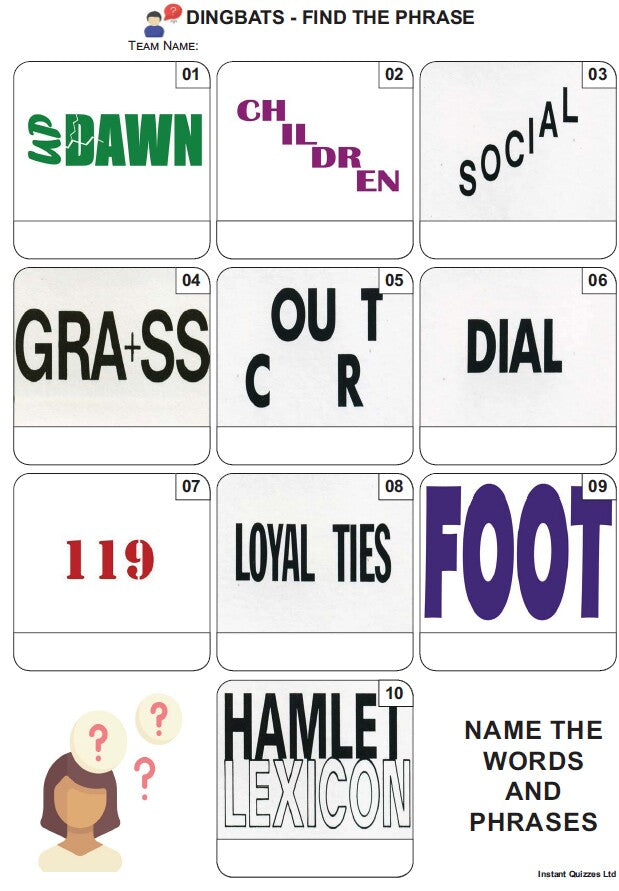 Dingbats Mini Picture Quiz - Z3940