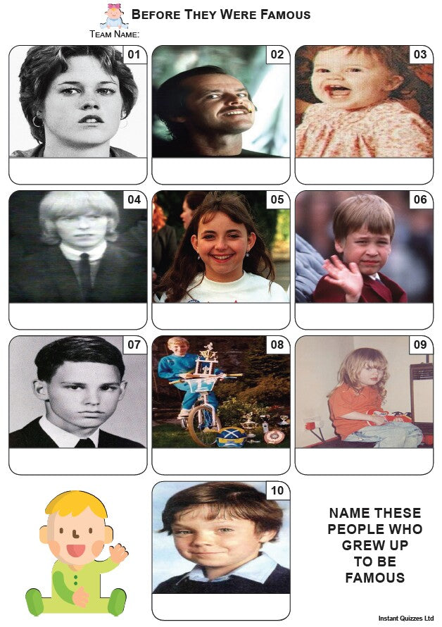 Before They Were Famous - Mini Picture Quiz Z3943
