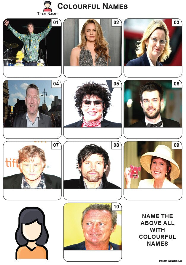 Colourful Names Picture Quiz - Z3949