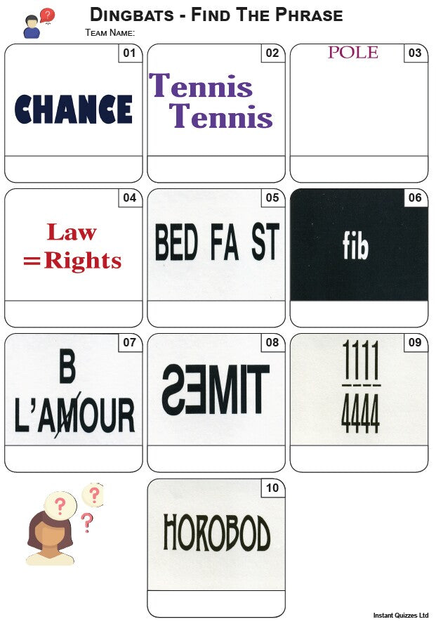 Dingbats Mini Picture Quiz - Z3953