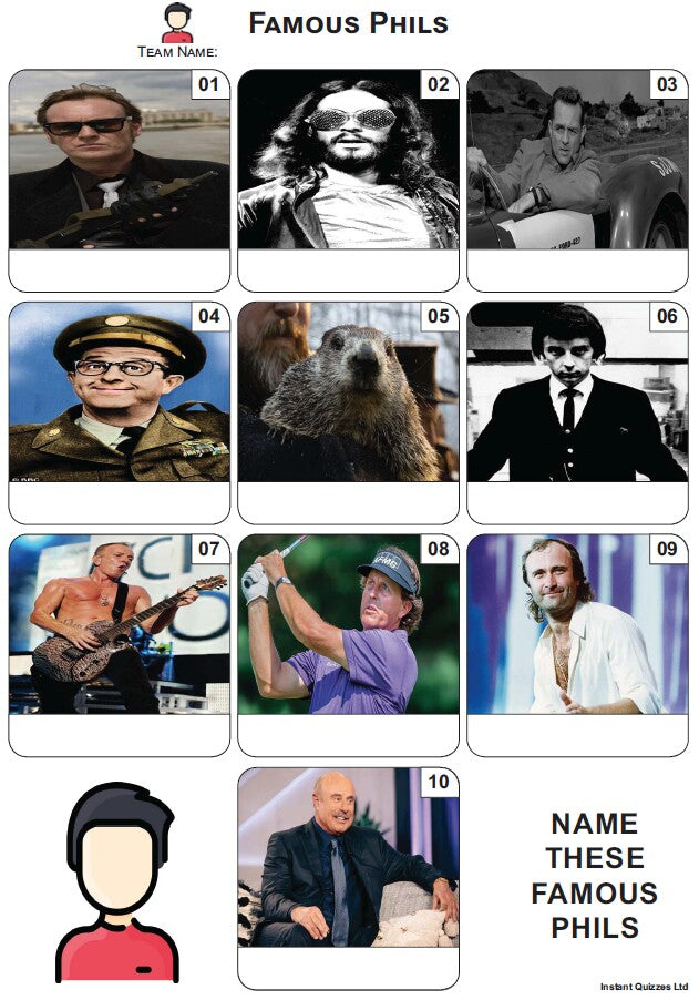 Famous Phils Mini Picture Quiz - Z3963