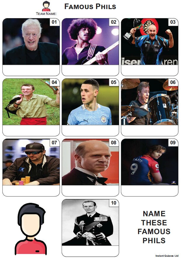 Famous Phils Mini Picture Quiz - Z3964