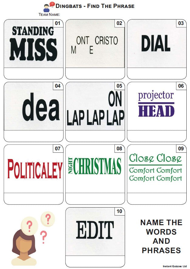 Dingbats Mini Picture Quiz - Z3965
