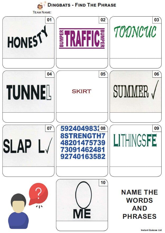 Dingbats Mini Picture Quiz - Z3966
