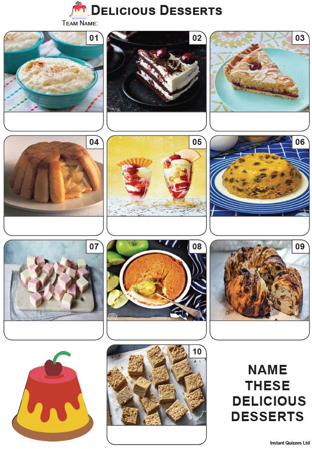 Delicious Desserts Mini Picture Quiz - Z3967