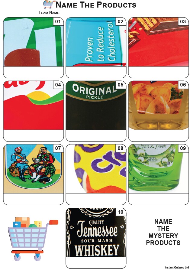 Name The Products Mini Picture Quiz - Z3973