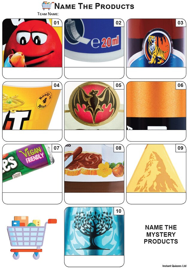 Name The Products Mini Picture Quiz - Z3974