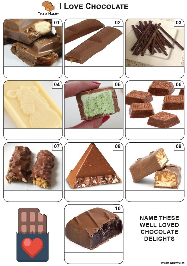 I Love Chocolate Mini Picture Quiz - Z3987