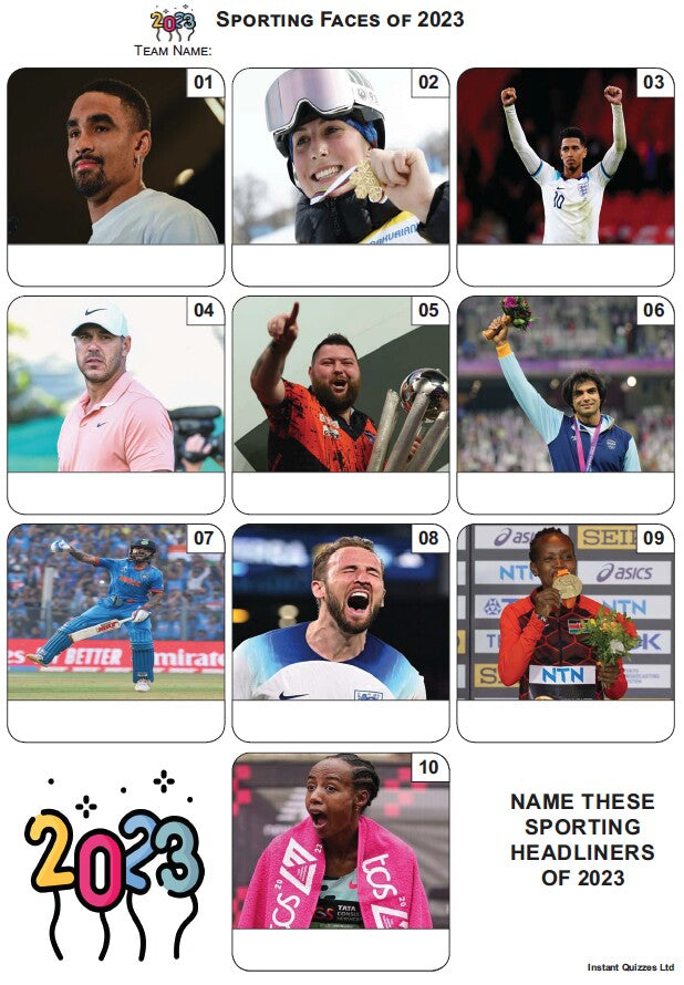 Sporting Faces 2023 - Mini Picture Quiz Z3992
