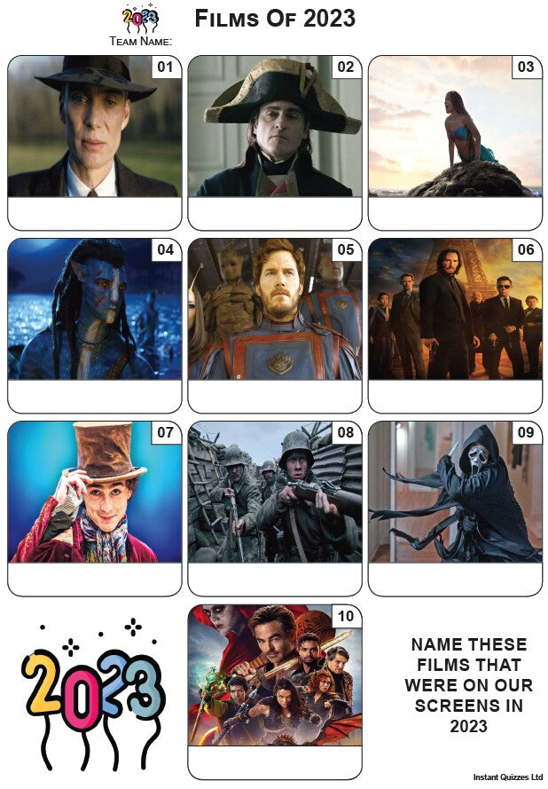 Films of 2023 - Mini Picture Quiz Z4003