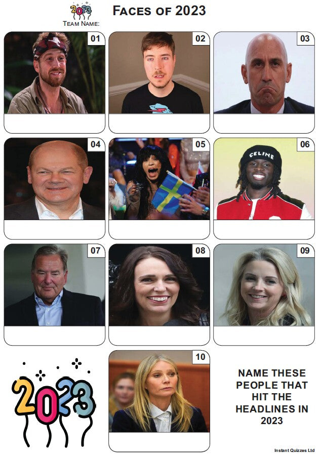 Faces of 2023 - Mini Picture Quiz Z4005