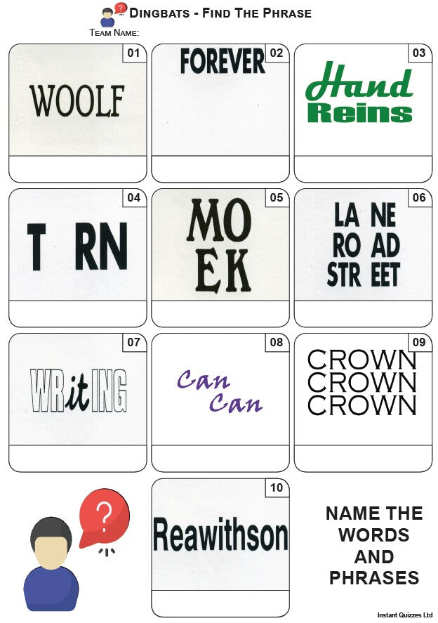 Dingbats Mini Picture Quiz - Z4014