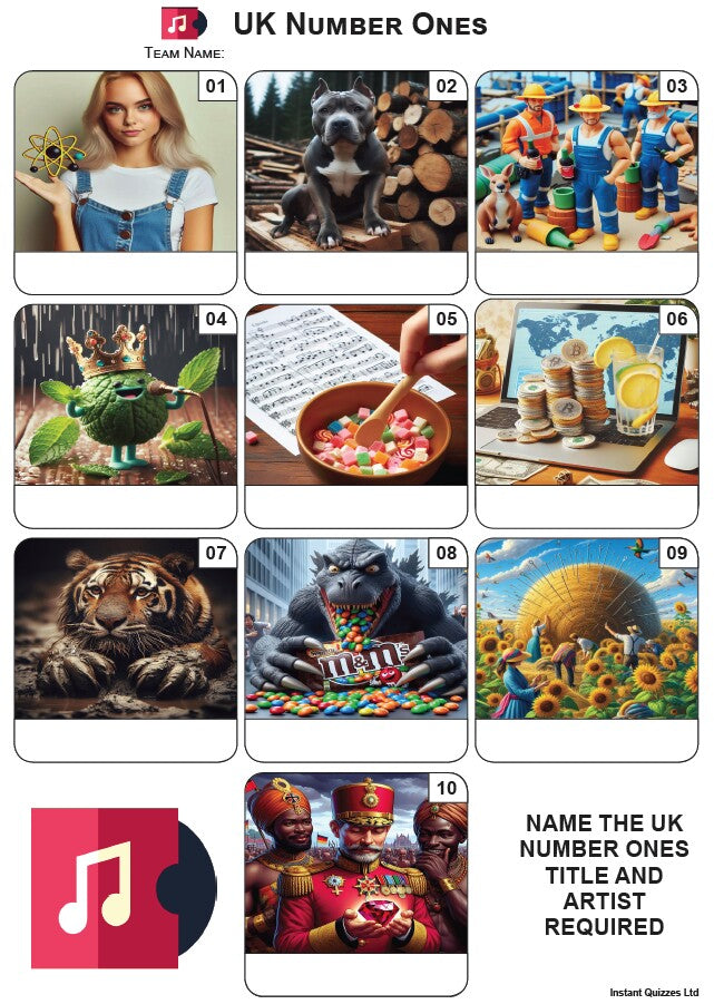 Uk Number Ones Mini Picture Quiz - Z4028