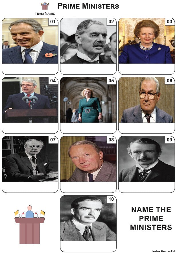 Prime Ministers Mini Picture Quiz - Z4046