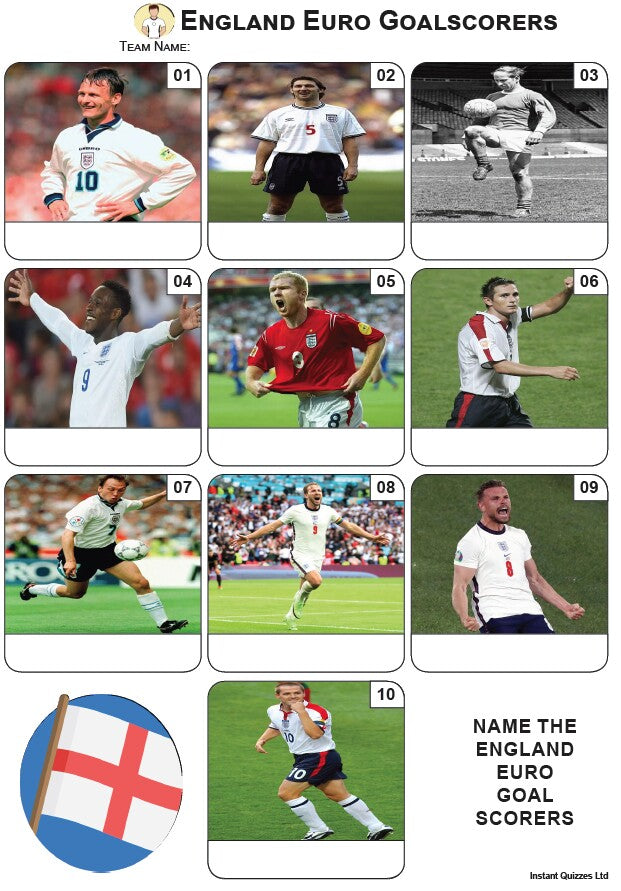 England Euro Goalscorers Mini Picture Quiz - Z4048