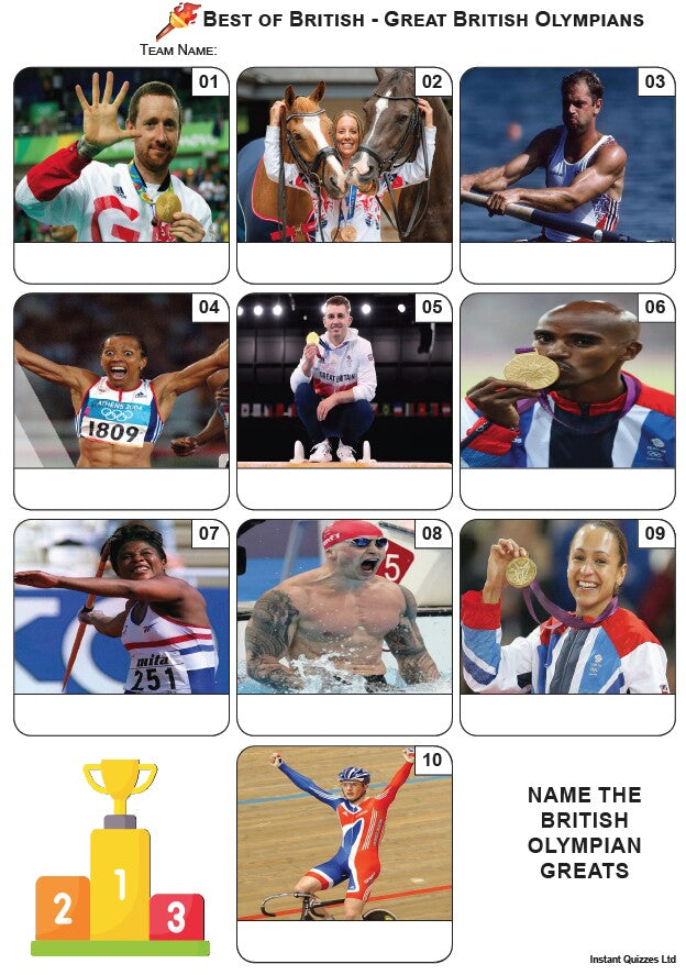 Best of British - Olympic Gold Medalists Mini Picture Quiz - Z4056