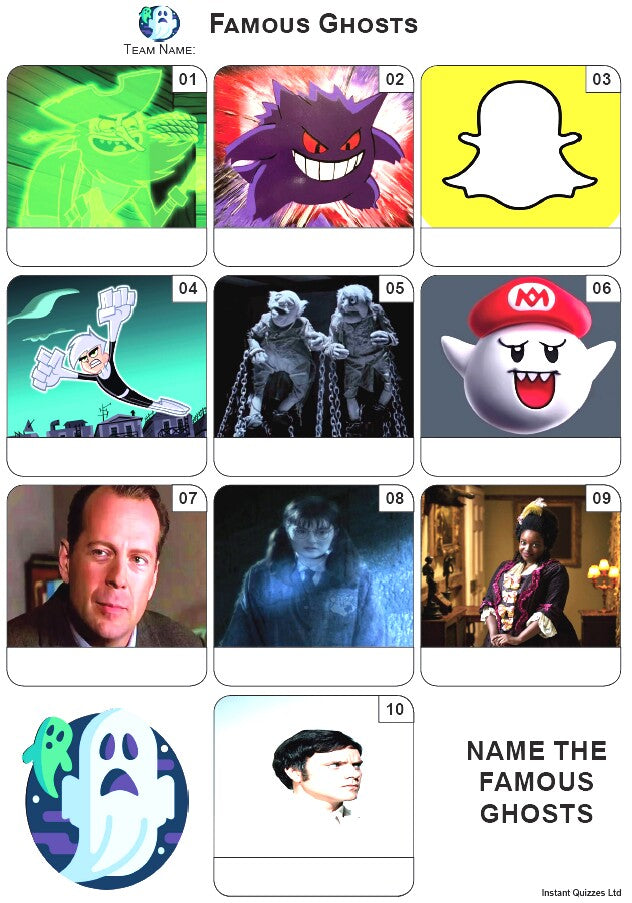 Famous Ghosts Mini Picture Quiz - Z4082