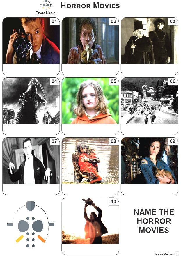 Horror Movies Mini Picture Quiz - Z4093