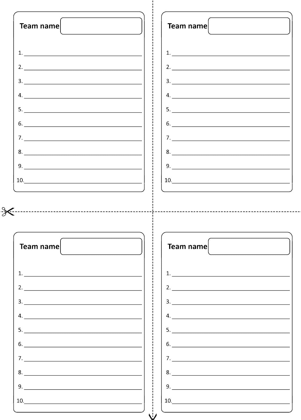 Free 10 Question Answer Sheets