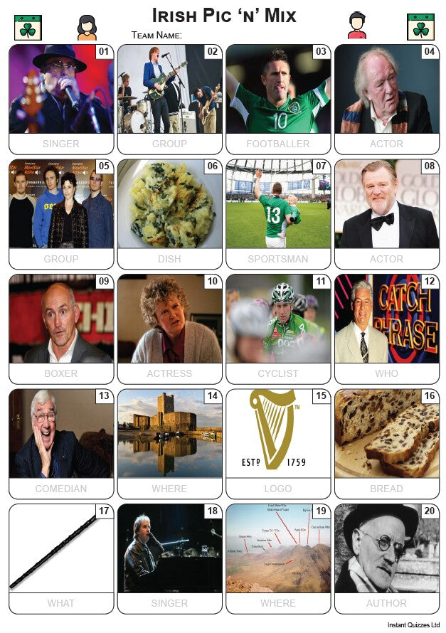 St Patrick's Day Big Quiz Pack - 10 round pub quiz pack and 20 picture ...